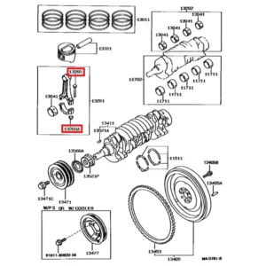 Tuerca + Perno Biela 4E - 5E - OEM